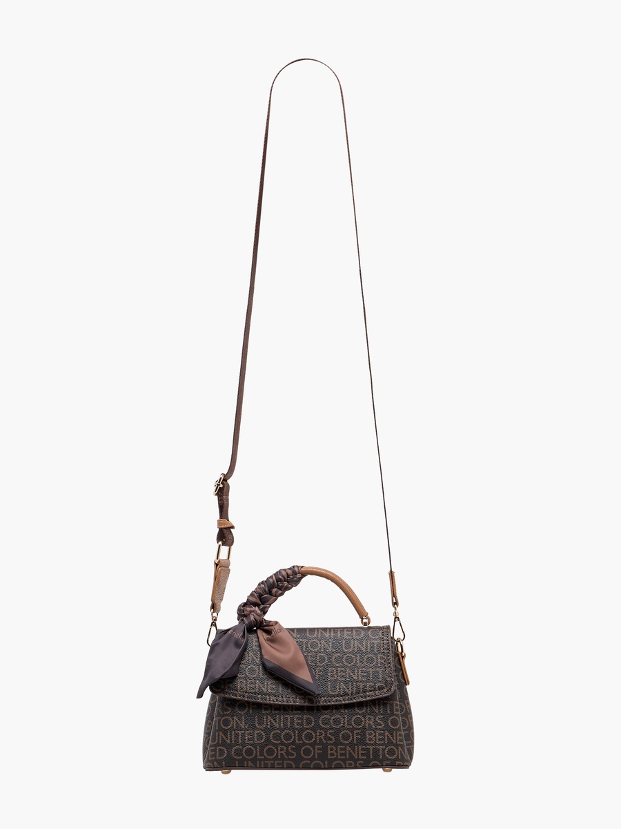 Printed Crossbody Bag with Scarf Accent