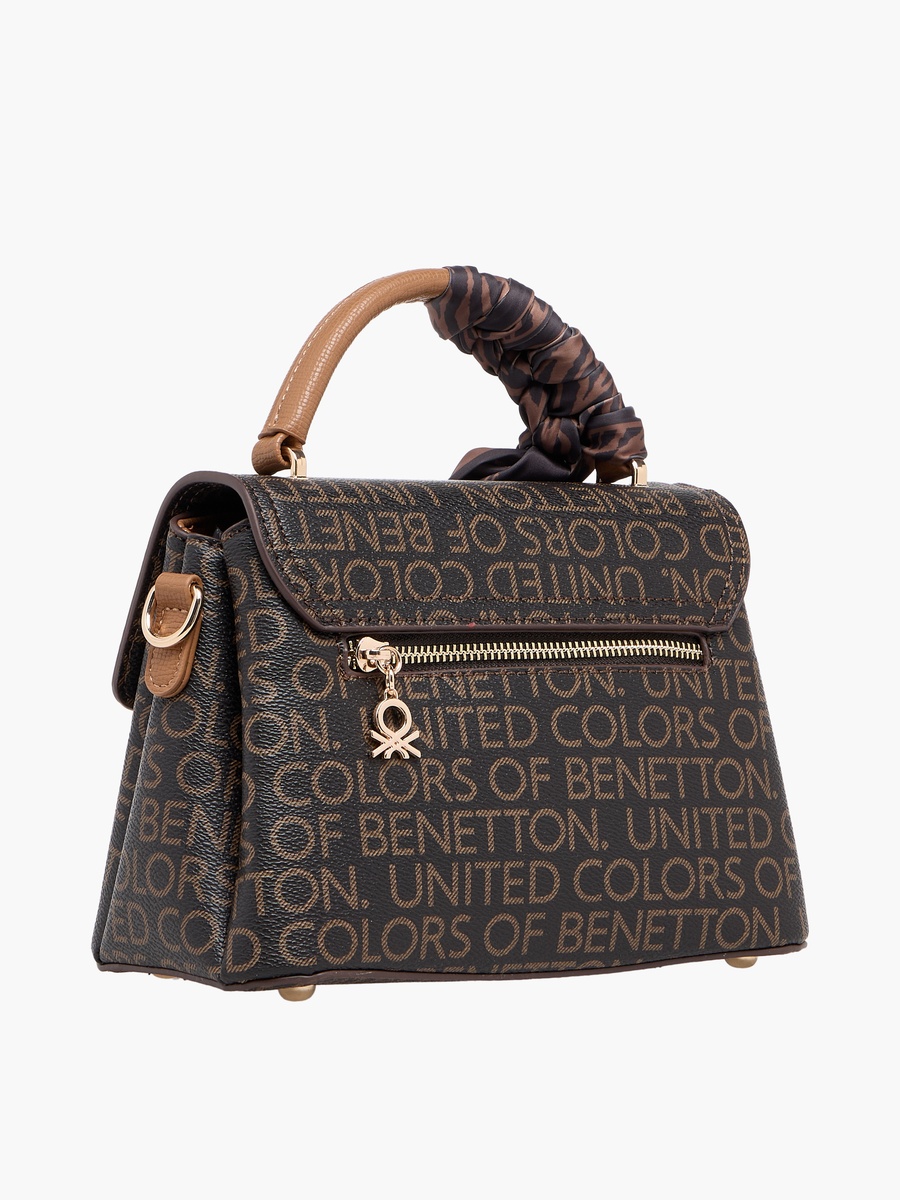 Printed Crossbody Bag with Scarf Accent