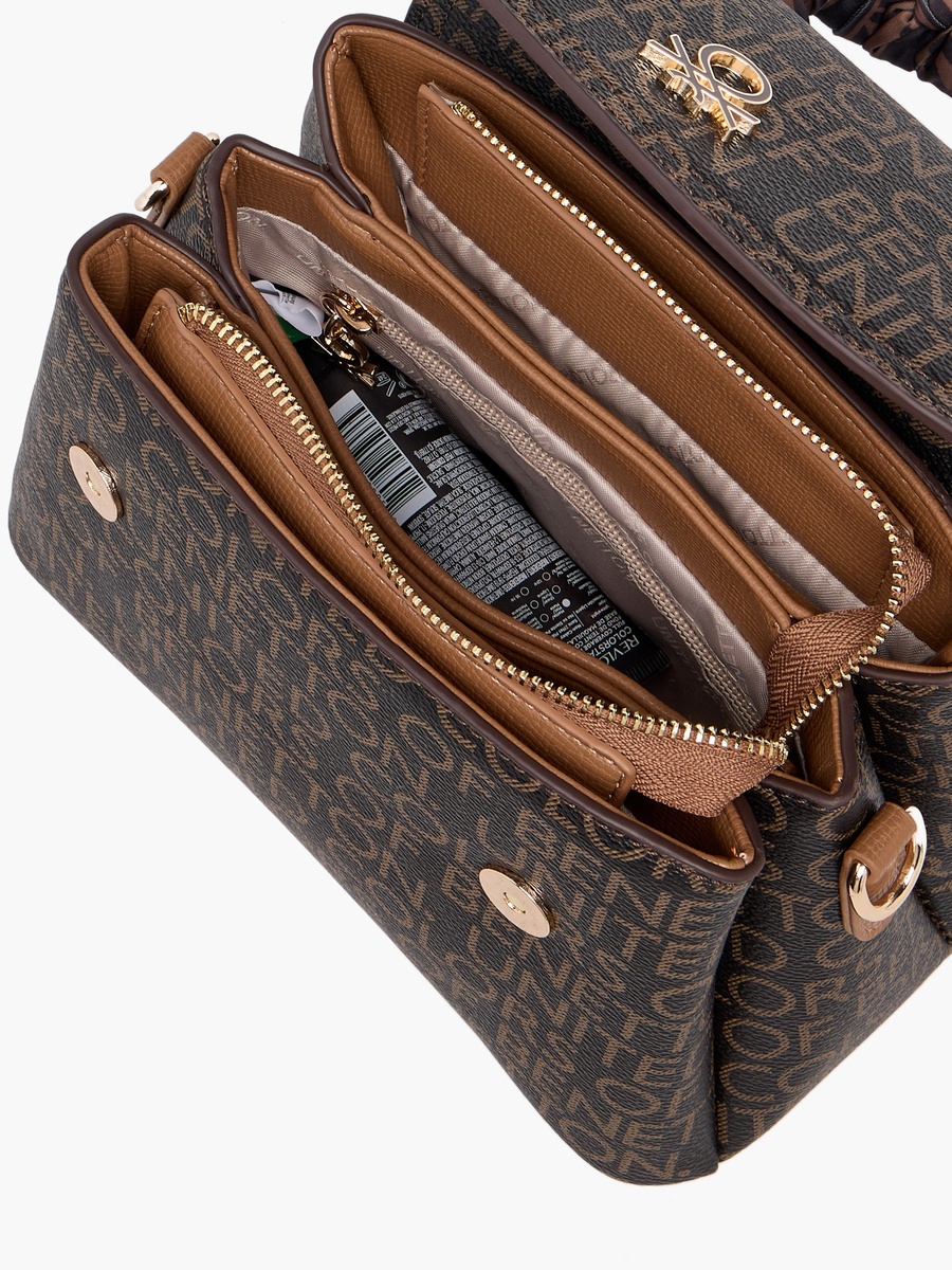Printed Crossbody Bag with Scarf Accent