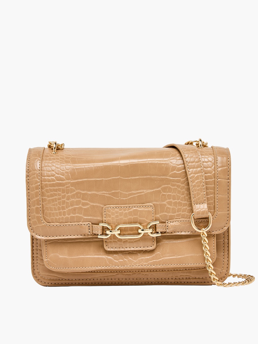 Textured Crossbody Bag with Chain Strap
