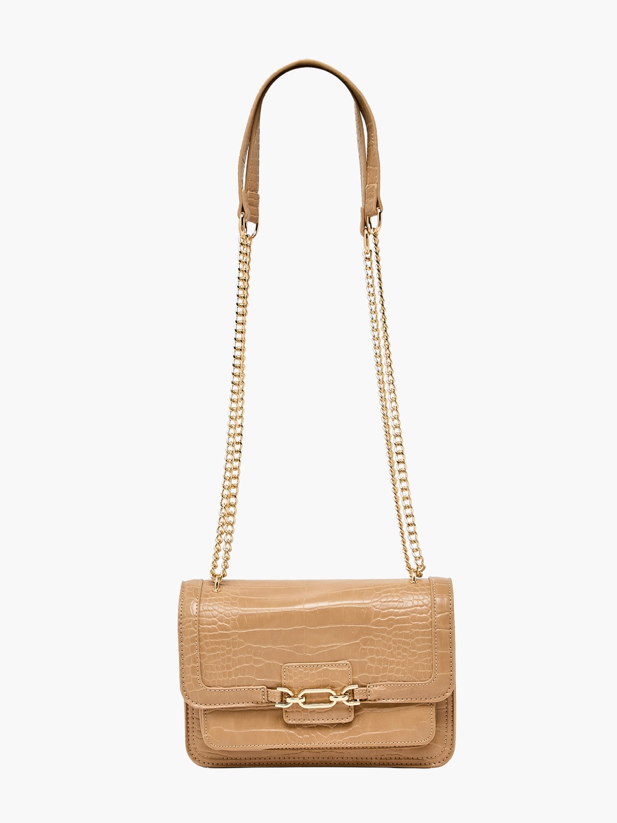 Textured Crossbody Bag with Chain Strap