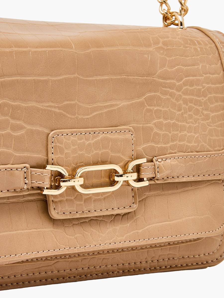 Textured Crossbody Bag with Chain Strap