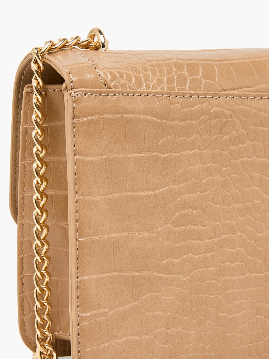 Textured Crossbody Bag with Chain Strap