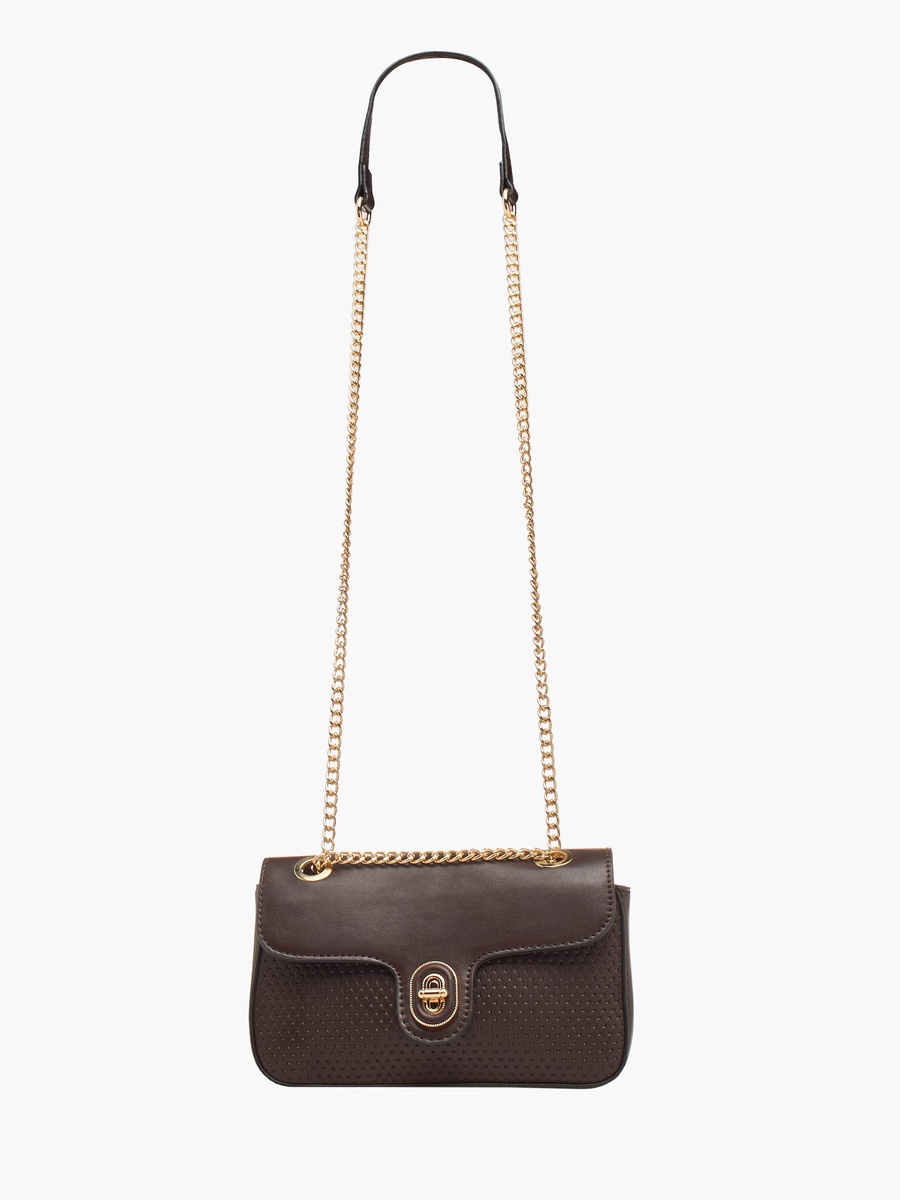 Textured Crossbody Bag with Chain Strap