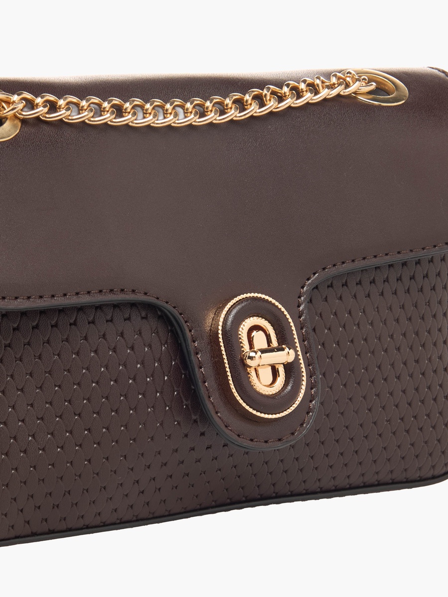 Textured Crossbody Bag with Chain Strap
