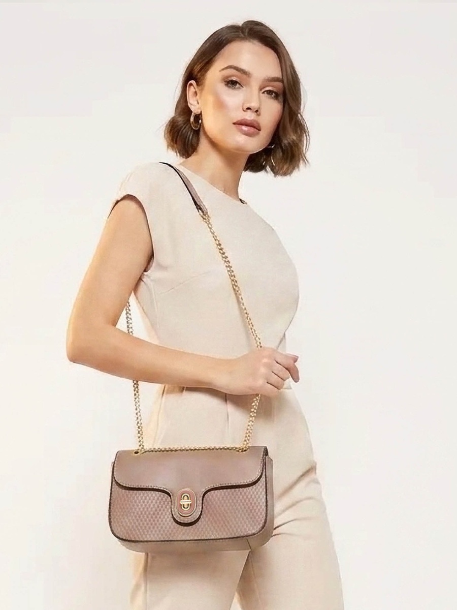 Textured Crossbody Bag with Chain Strap