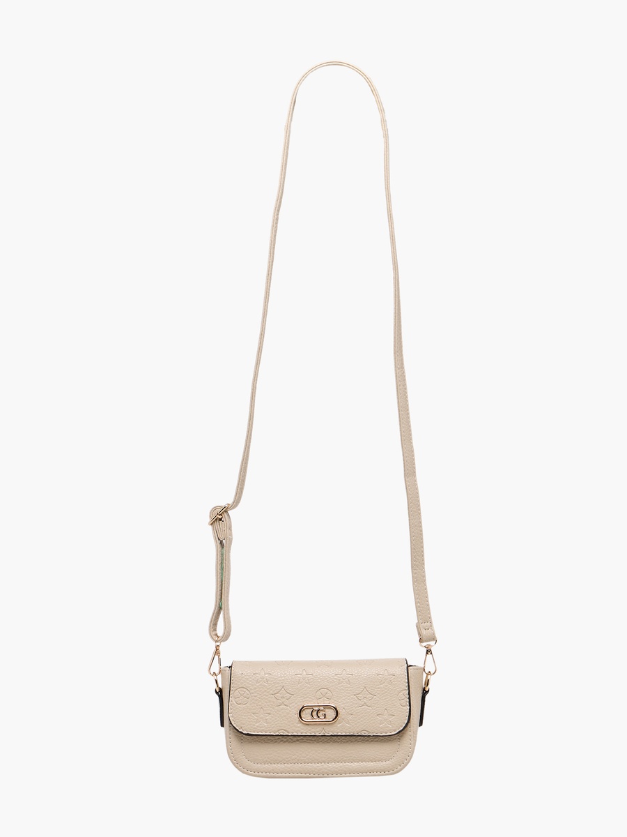 Embossed Crossbody Bag with Zip Closure