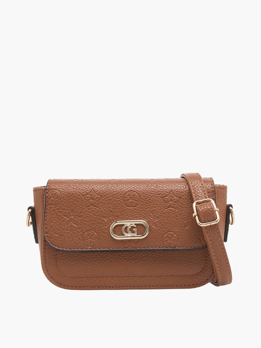 Embossed Crossbody Bag with Zip Closure