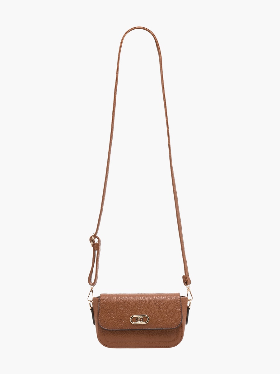 Embossed Crossbody Bag with Zip Closure