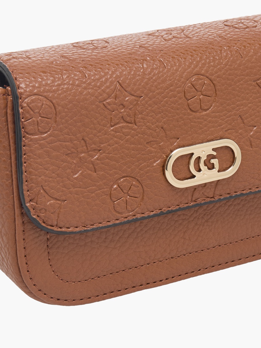 Embossed Crossbody Bag with Zip Closure