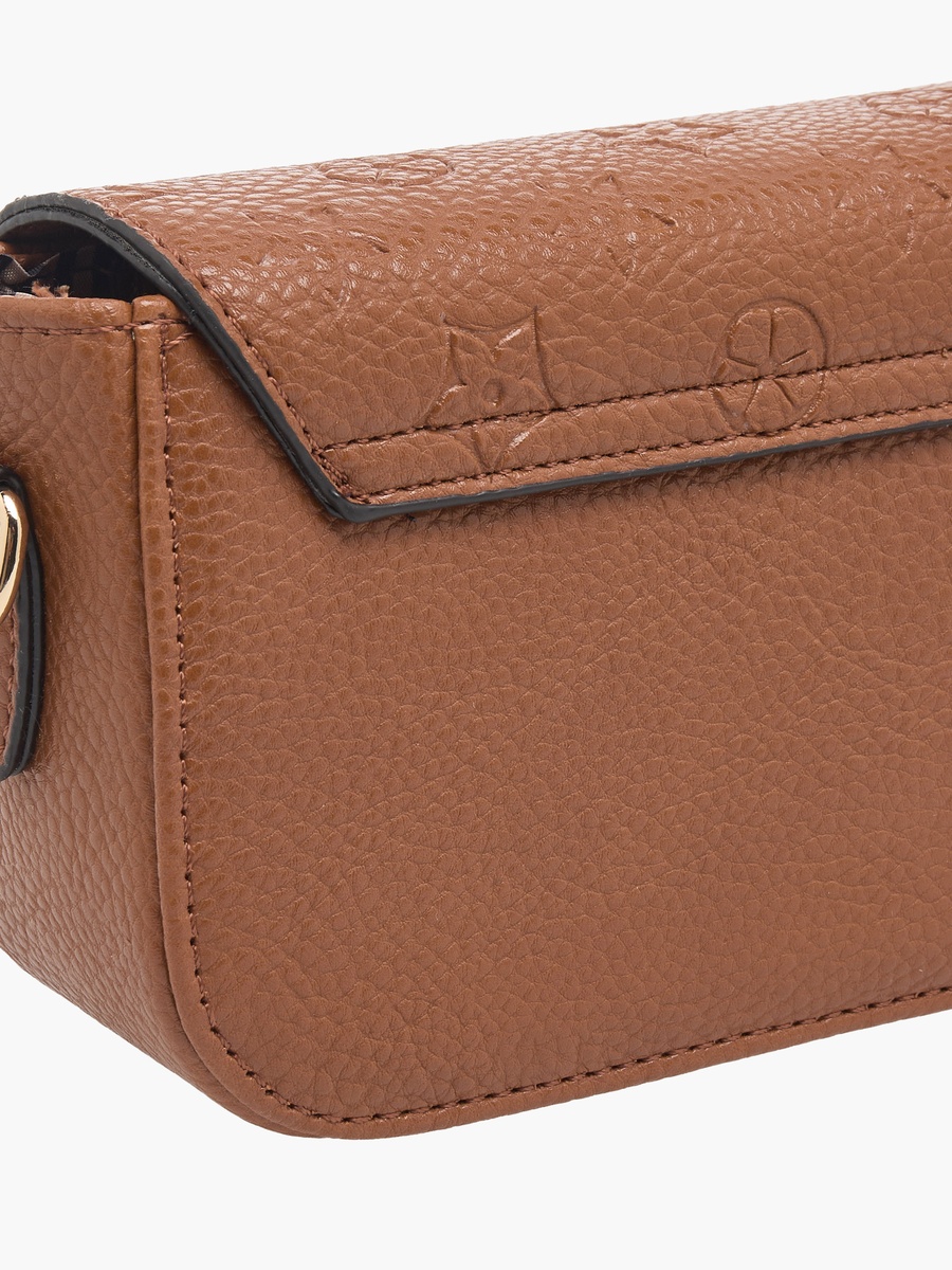 Embossed Crossbody Bag with Zip Closure