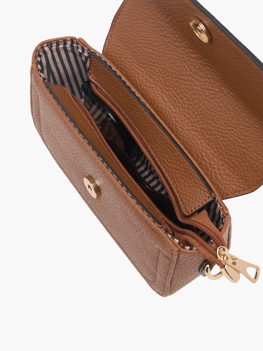 Embossed Crossbody Bag with Zip Closure
