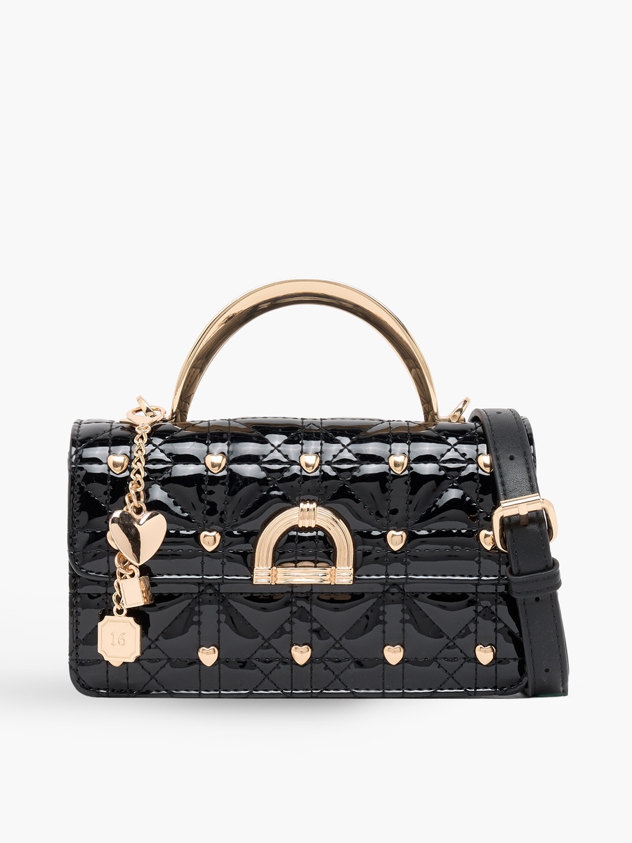 Quilted Crossbody Bag with Metallic Accent