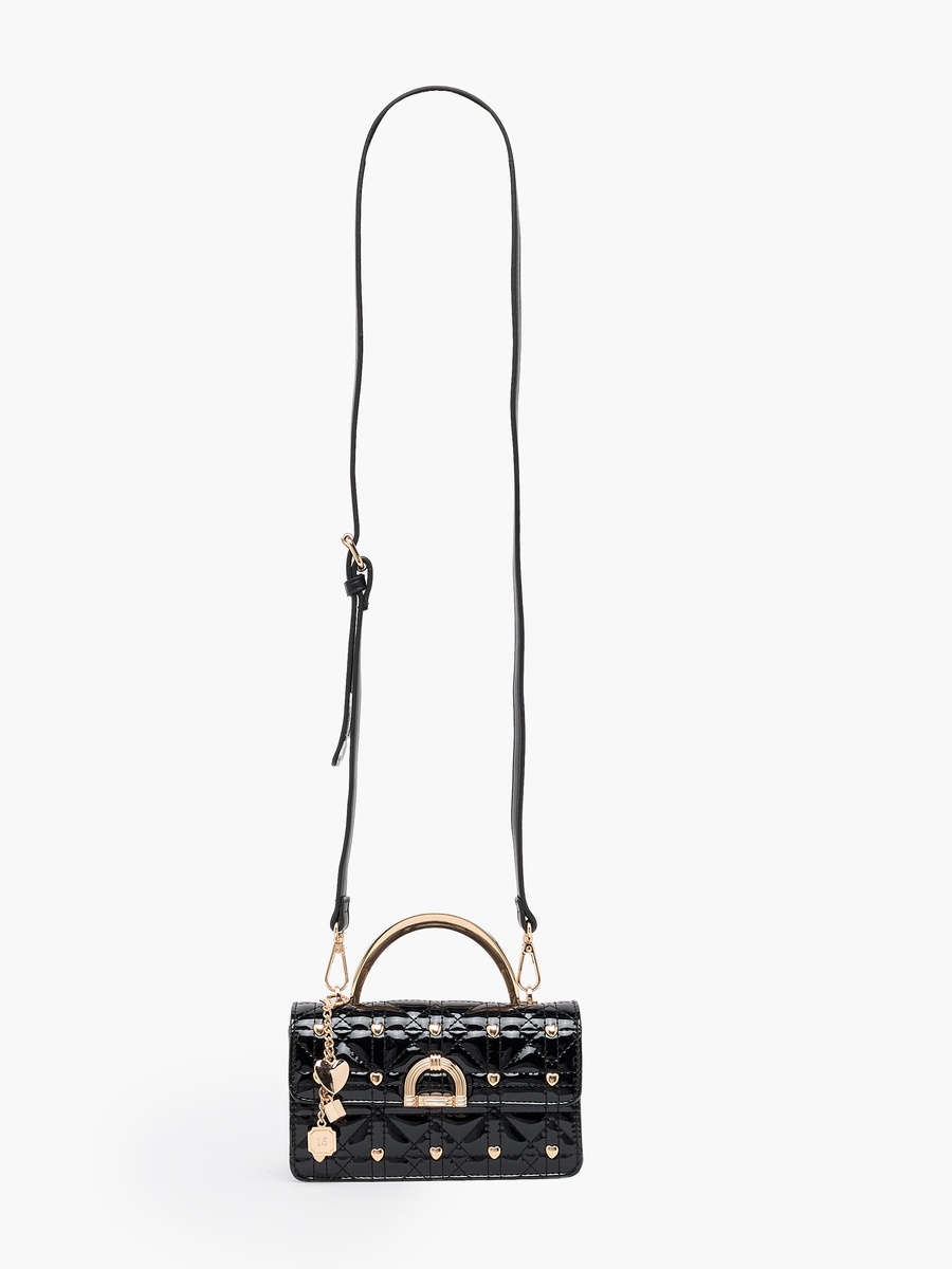 Quilted Crossbody Bag with Metallic Accent