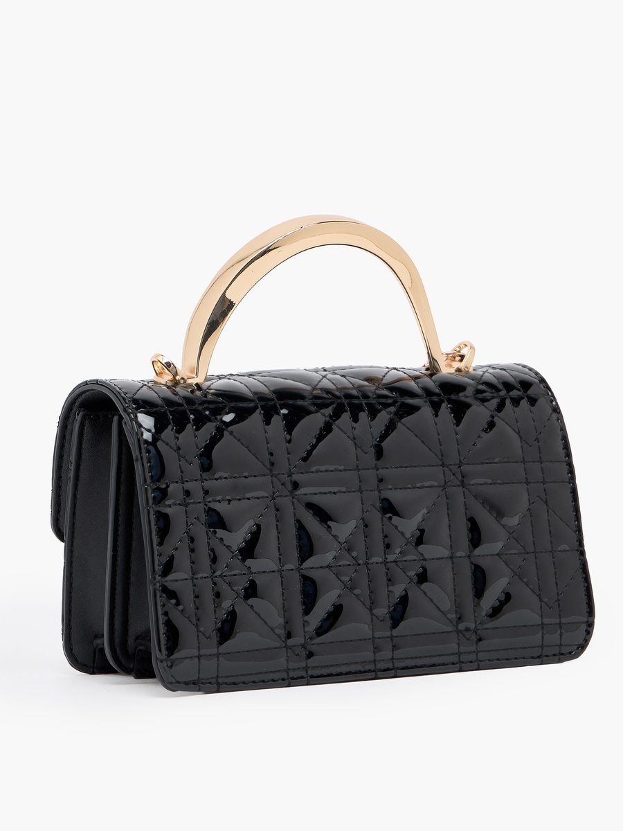 Quilted Crossbody Bag with Metallic Accent