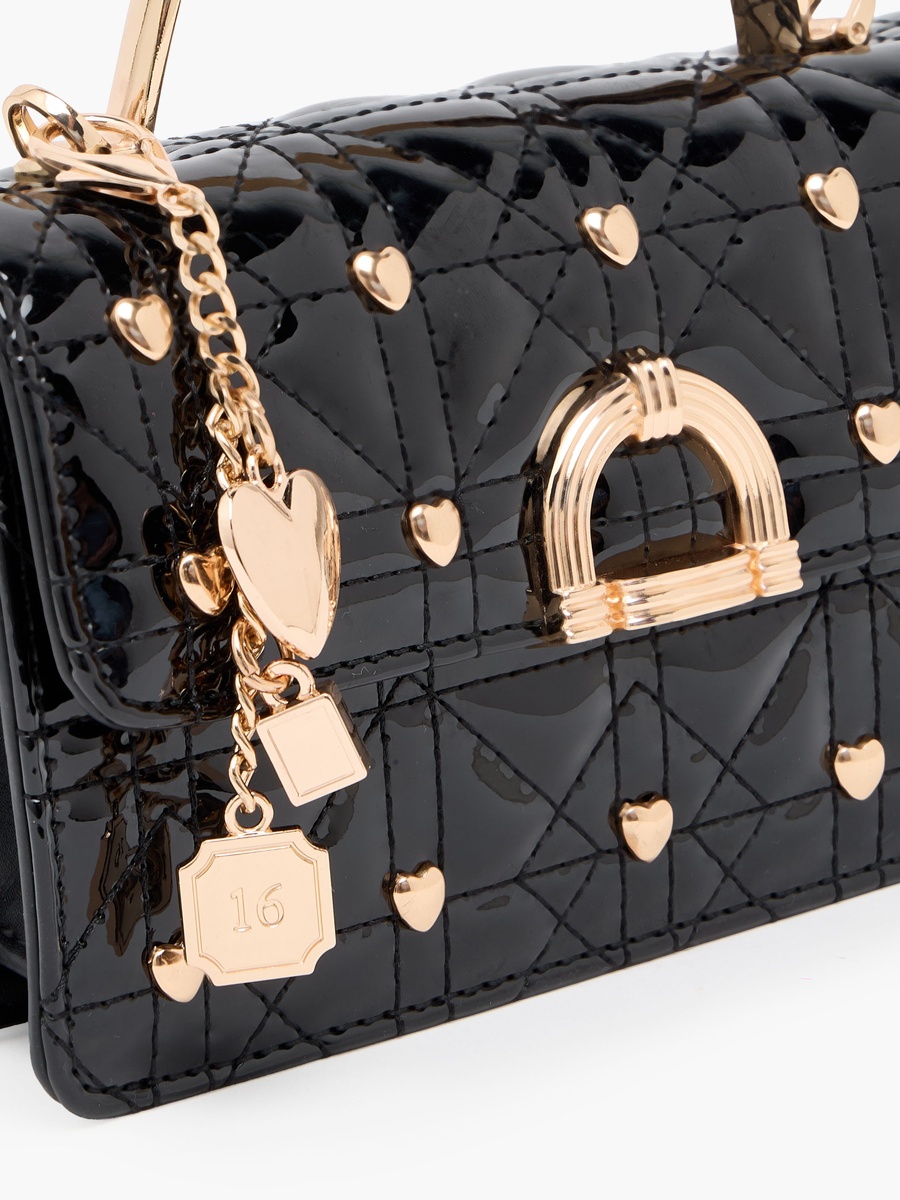 Quilted Crossbody Bag with Metallic Accent