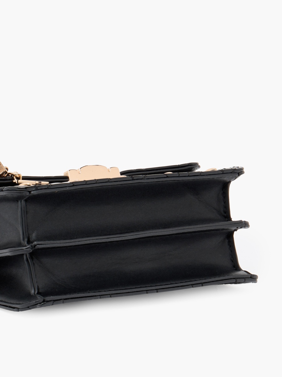 Quilted Crossbody Bag with Metallic Accent