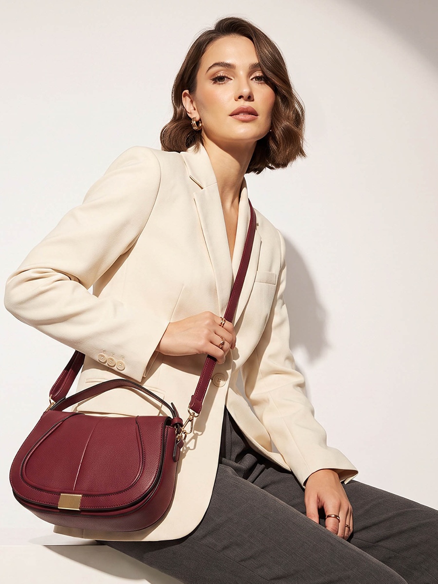 Textured Crossbody Bag with Adjustable Strap