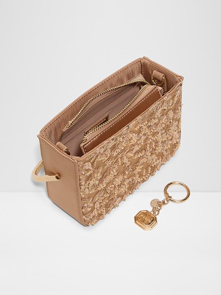 Amoretta Embellishment Single Handle Crossbody Bag with Zip Closure and Chain Strap