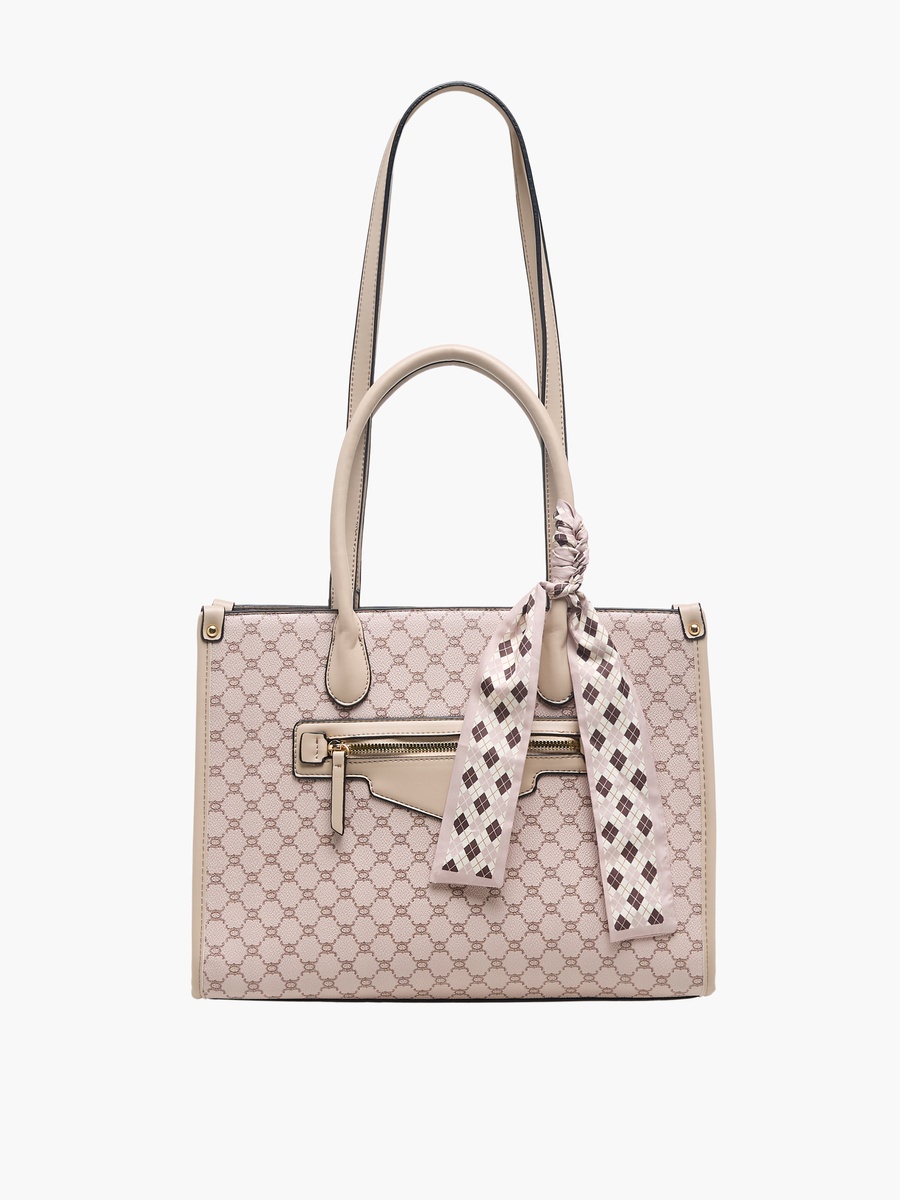 Tom Monogram Print Tote Bag with Scarf Accent