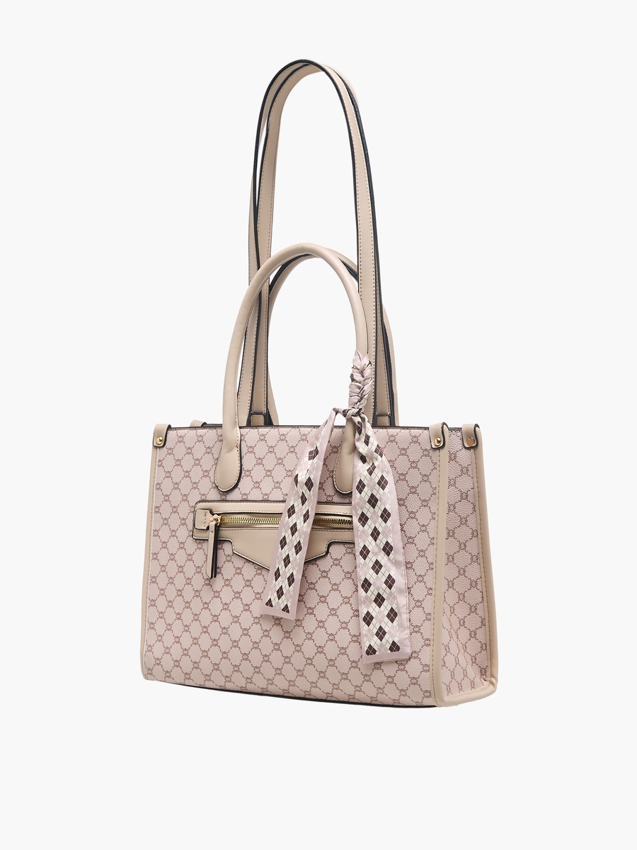 Tom Monogram Print Tote Bag with Scarf Accent