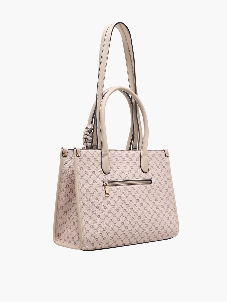 Tom Monogram Print Tote Bag with Scarf Accent