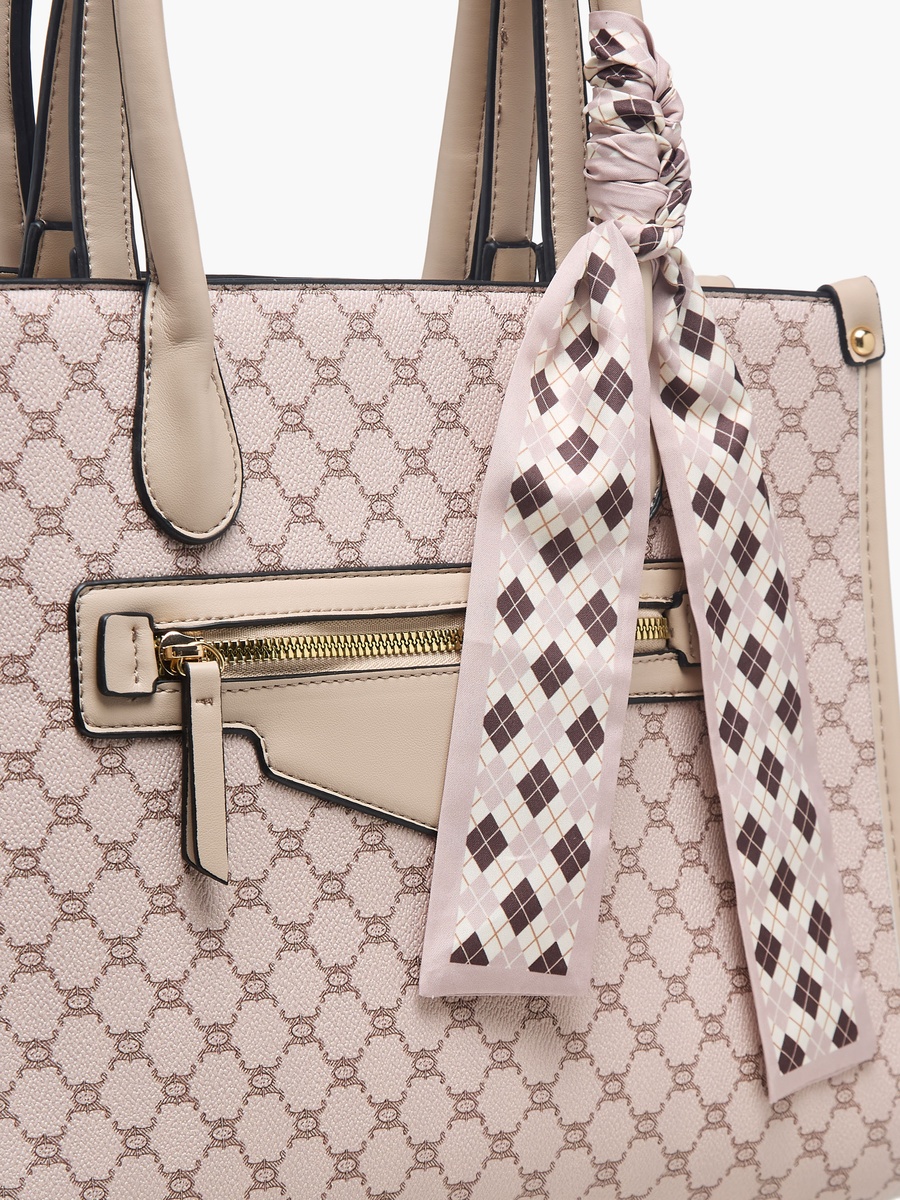 Tom Monogram Print Tote Bag with Scarf Accent