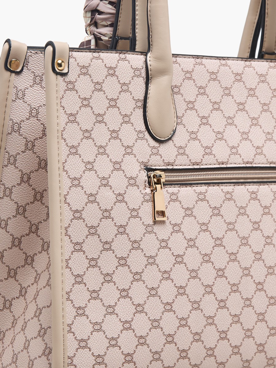 Tom Monogram Print Tote Bag with Scarf Accent