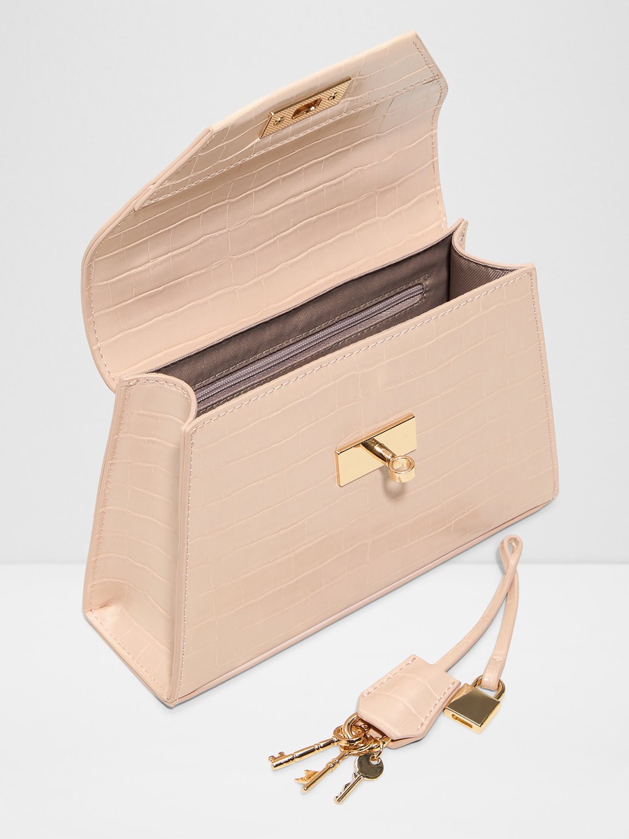Seraphyna Textured Top Handle Mini Satchel Bag with Twist Lock and Adjustable Strap