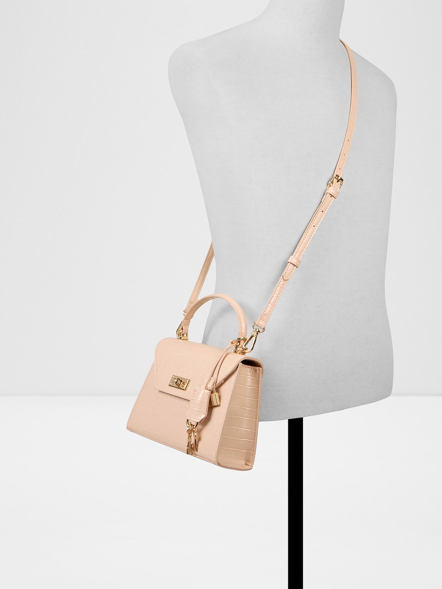 Seraphyna Textured Top Handle Mini Satchel Bag with Twist Lock and Adjustable Strap