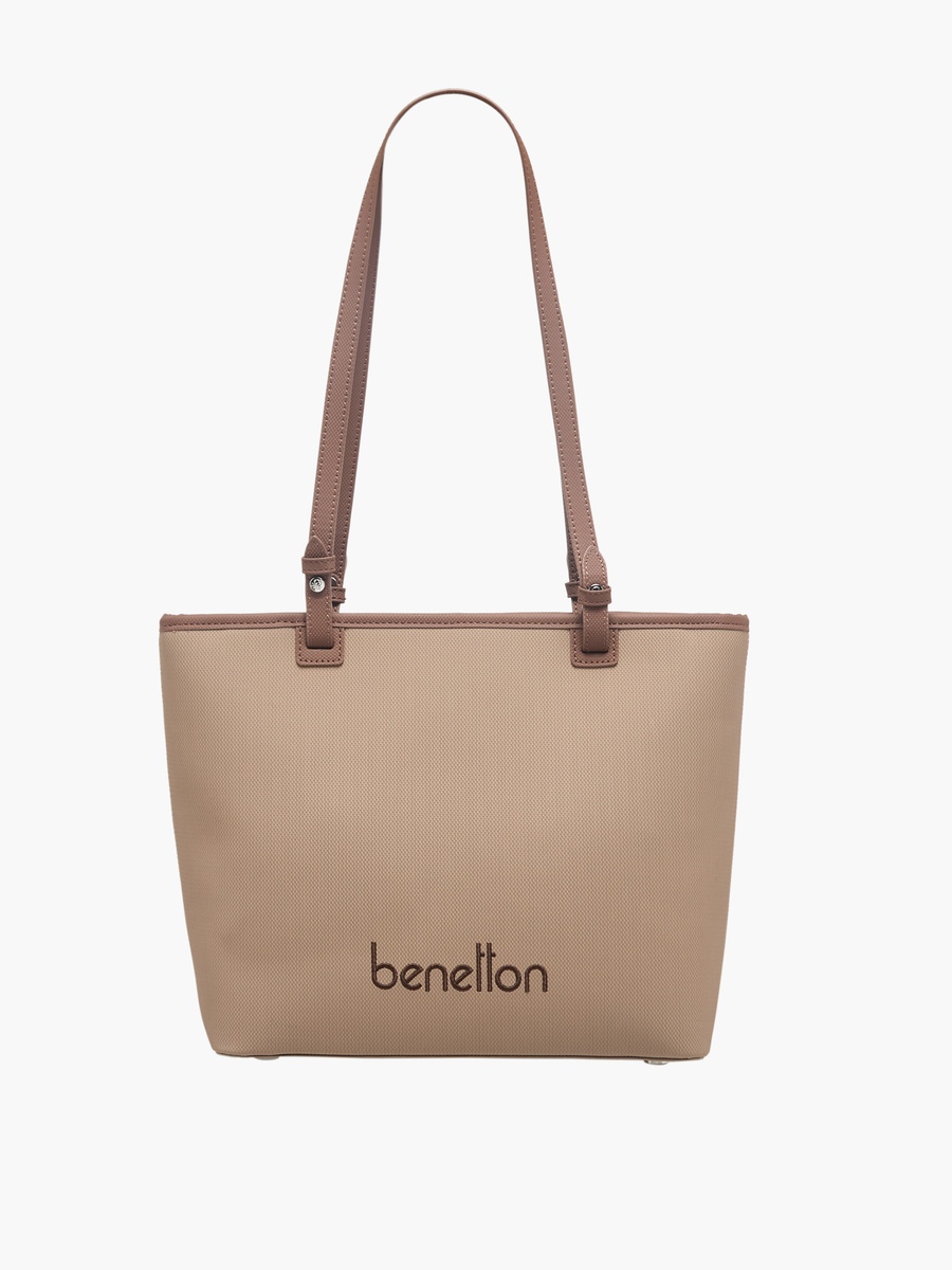 Solid Tote Bag with Zip Closure