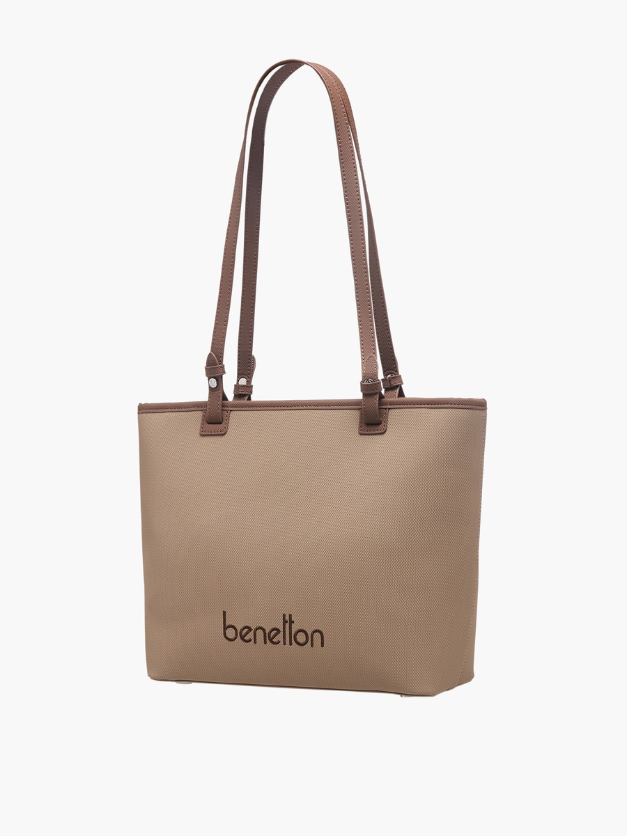 Solid Tote Bag with Zip Closure