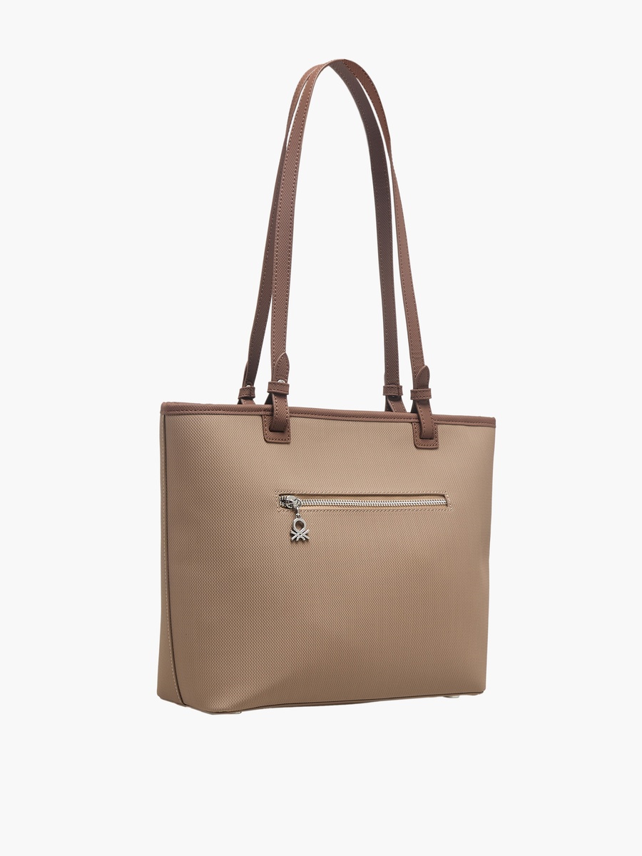 Solid Tote Bag with Zip Closure