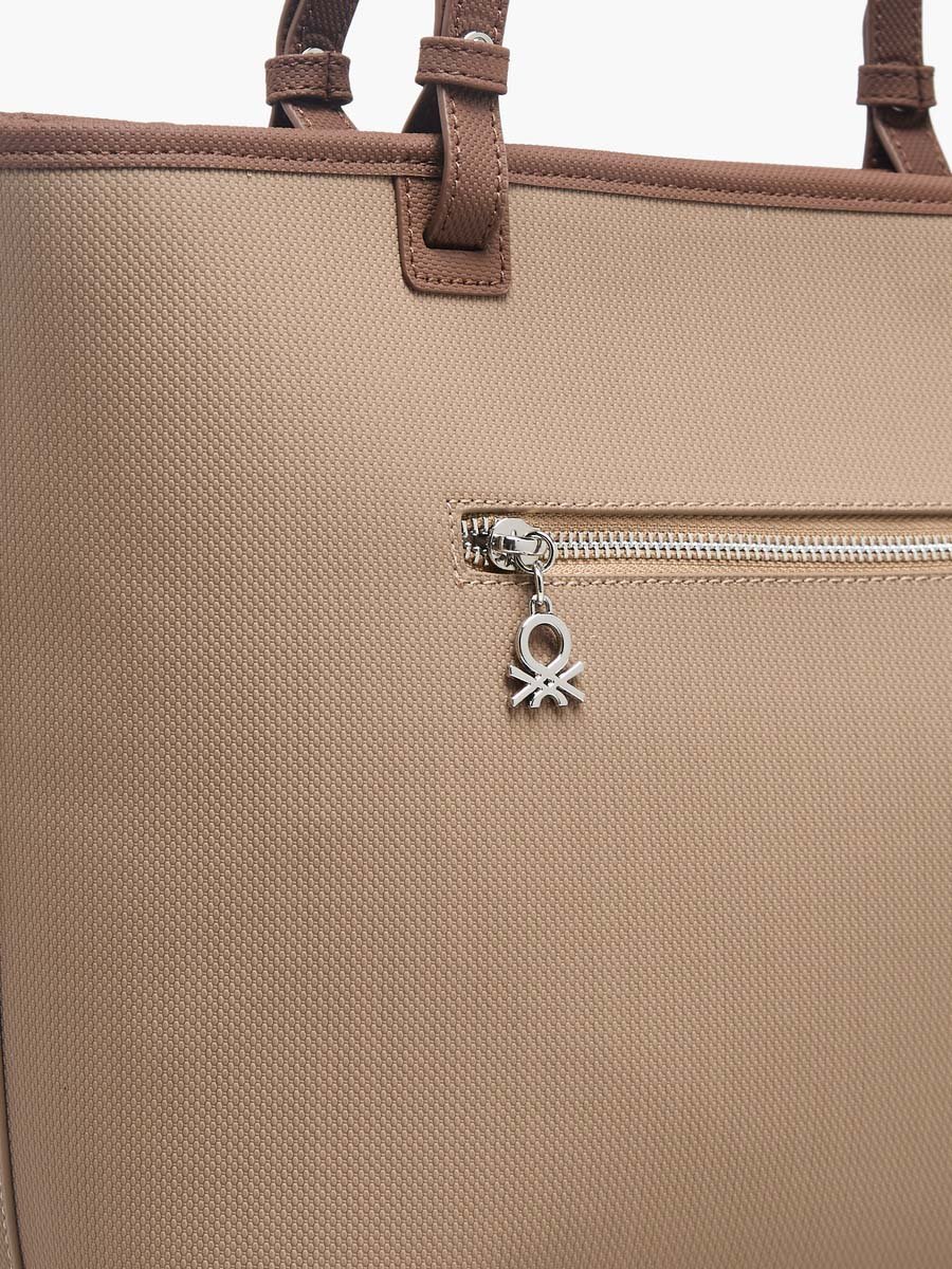 Solid Tote Bag with Zip Closure