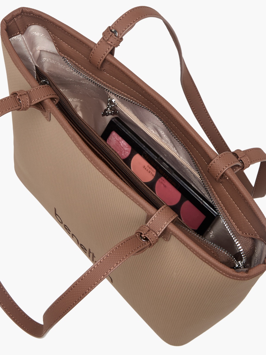 Solid Tote Bag with Zip Closure