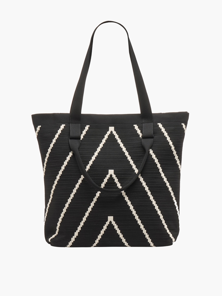 Chevron Print Tote Bag with Zip Closure