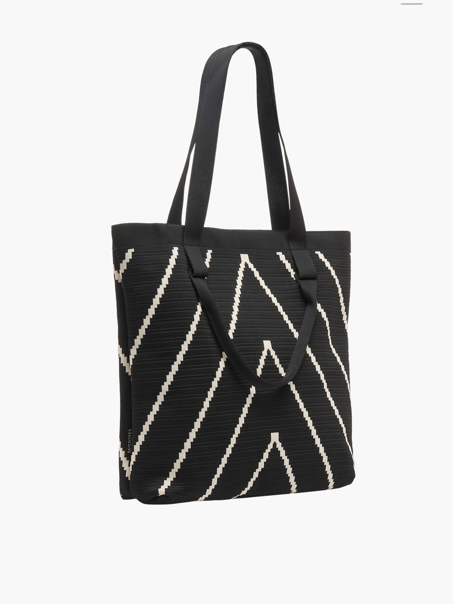Chevron Print Tote Bag with Zip Closure