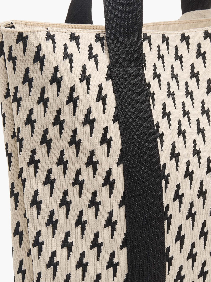 Monogram Print Tote Bag with Zip Closure