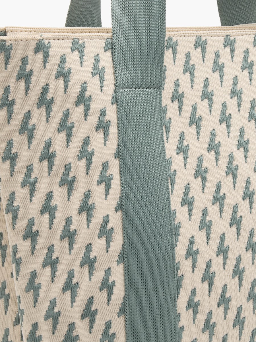 Monogram Print Tote Bag with Zip Closure