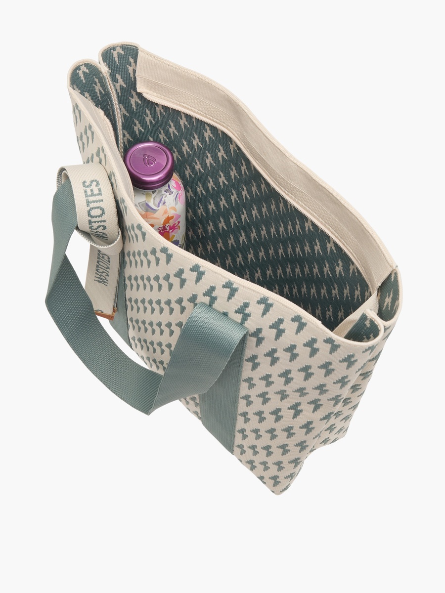 Monogram Print Tote Bag with Zip Closure