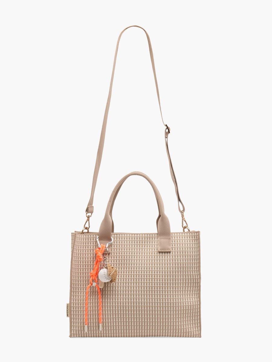 Textured Tote Bag with Charm