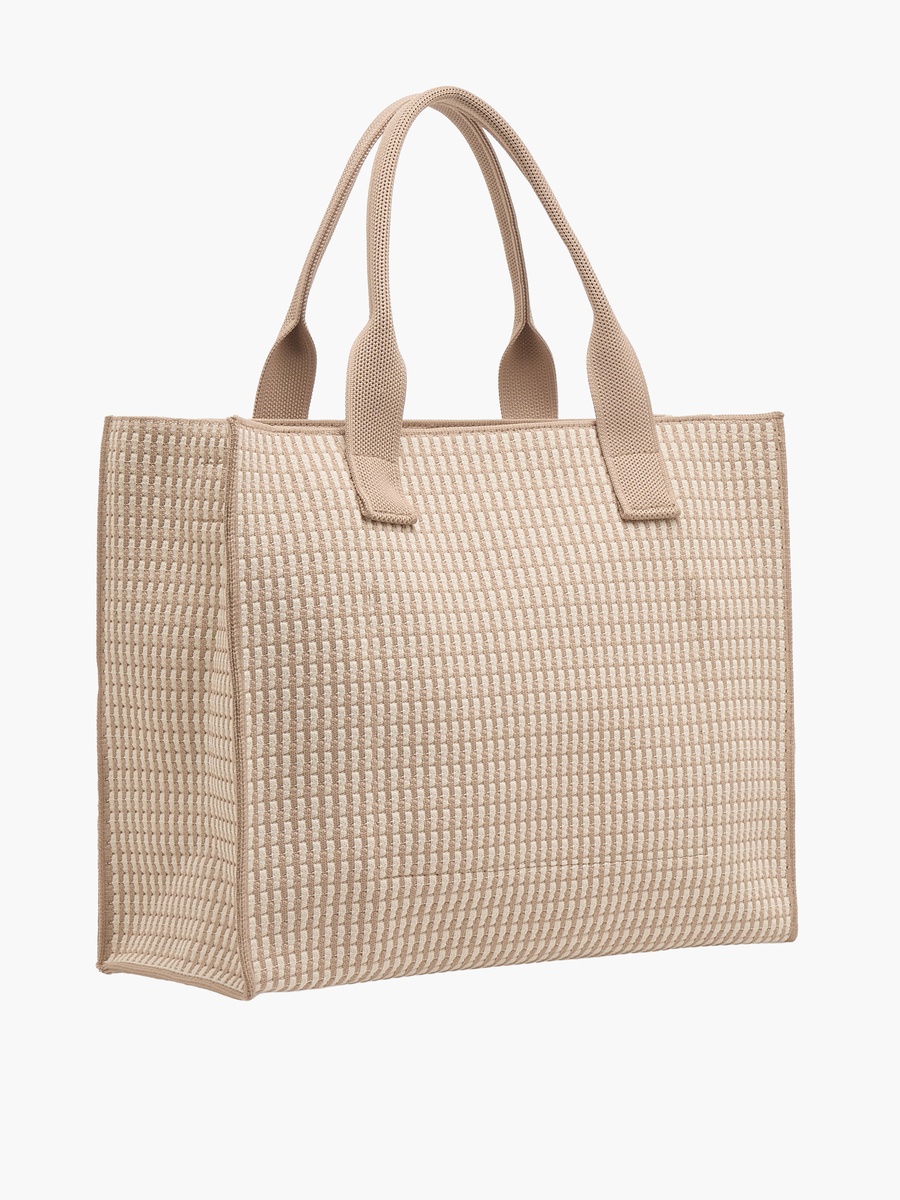 Textured Tote Bag with Charm