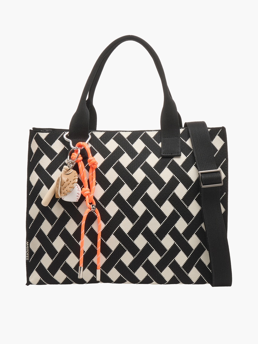 Textured Tote Bag with Charm
