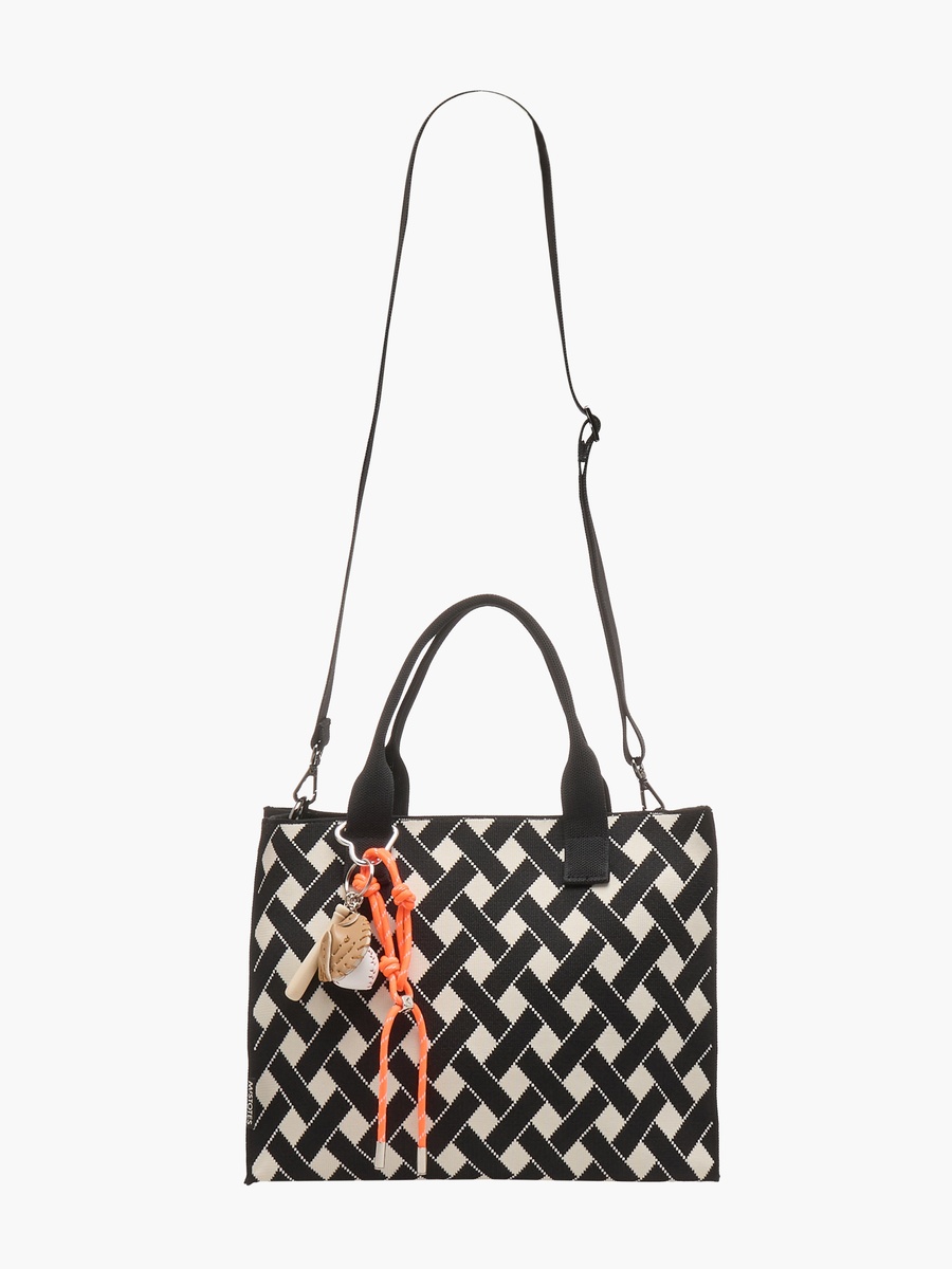 Textured Tote Bag with Charm