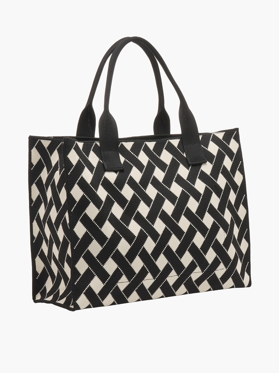 Textured Tote Bag with Charm