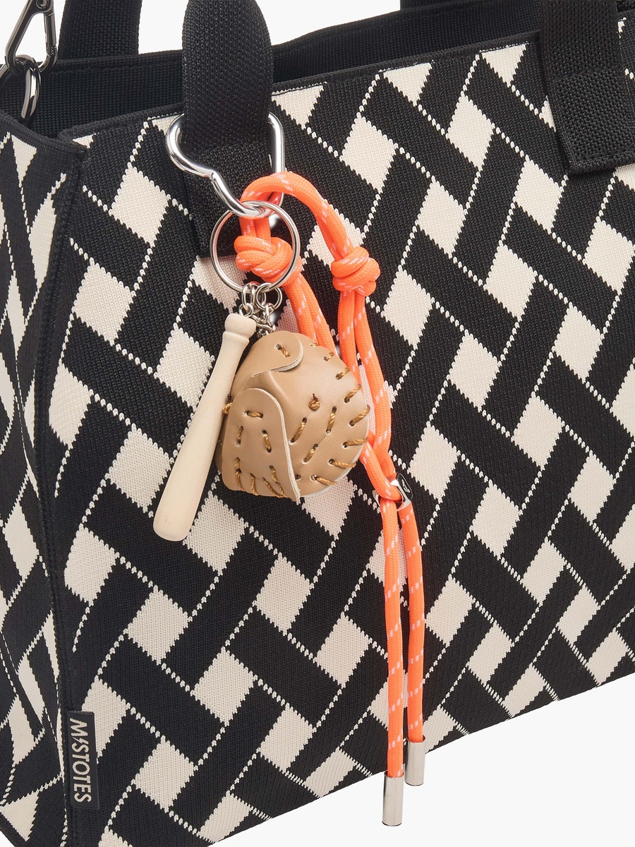 Textured Tote Bag with Charm
