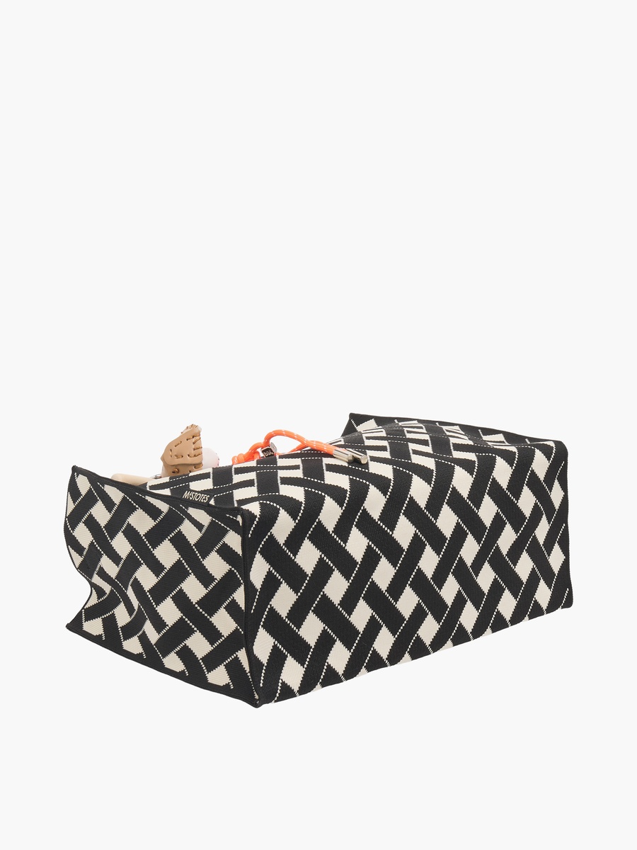 Textured Tote Bag with Charm