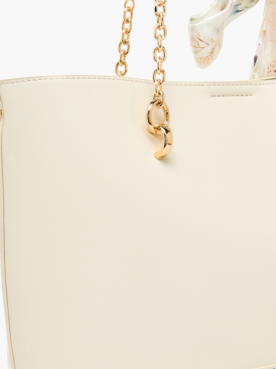 Floral Scarf Tote Bag with Button Closure