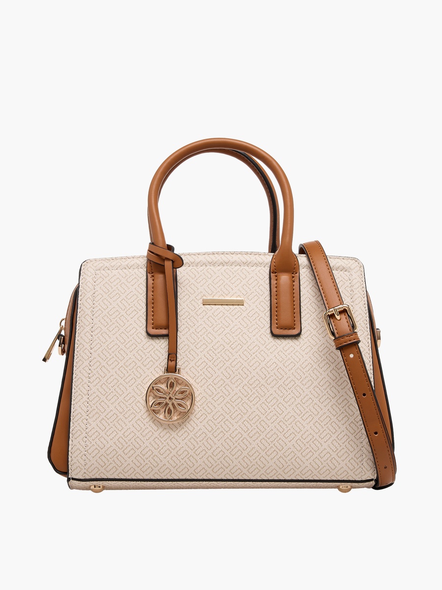 Monogram Print Tote bag with Detachable Strap