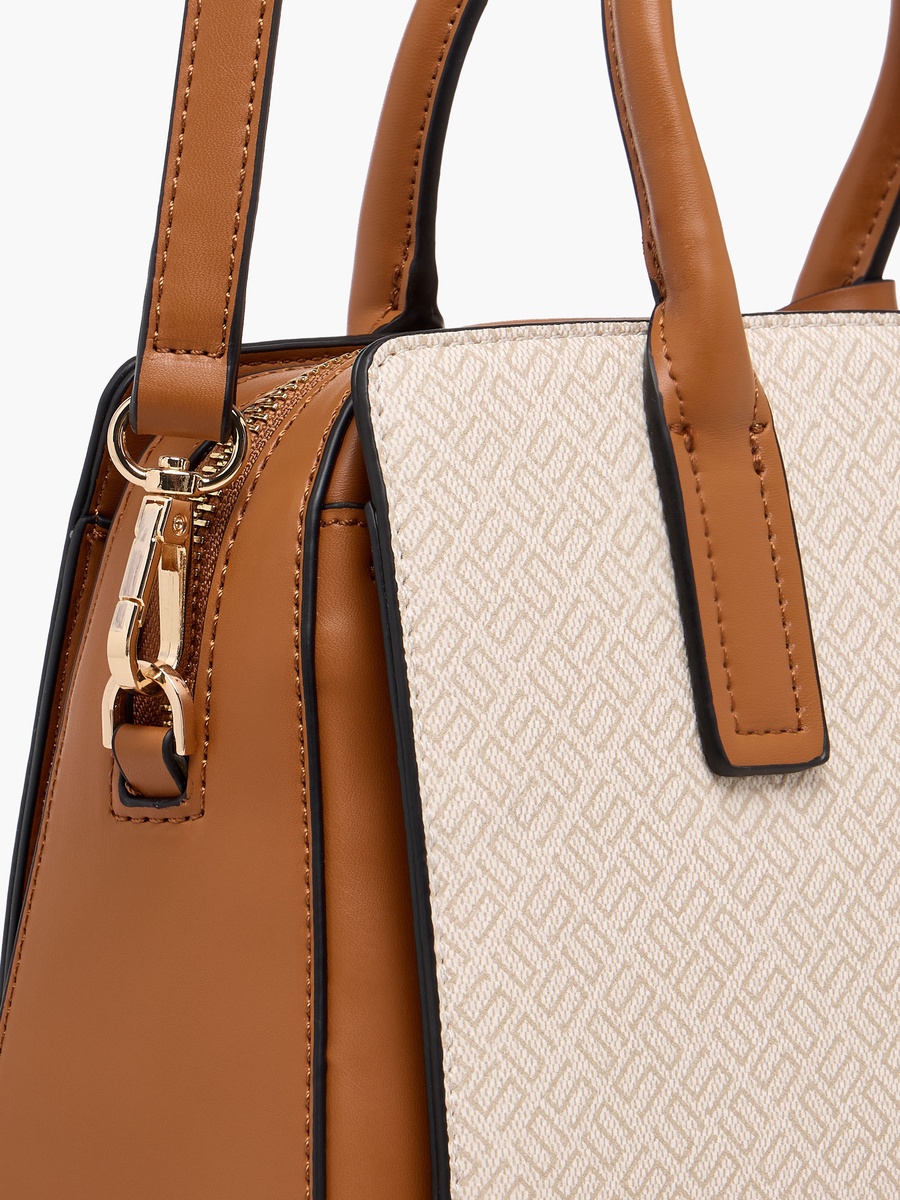 Monogram Print Tote bag with Detachable Strap